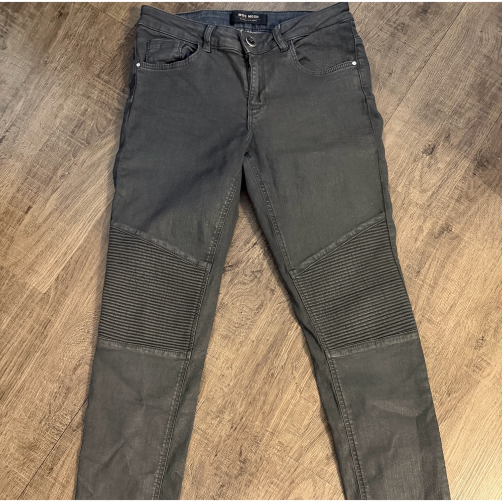 Mossimo Black Skinny Moto Jeans with Ribbed Knee Panels